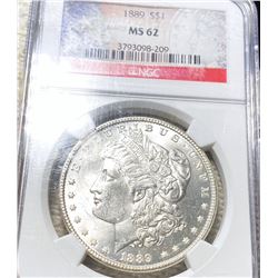 1889 Morgan Silver Dollar NGC - MS62