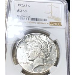 1926-S Silver Peace Dollar NGC - AU58