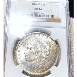 1884-O Morgan Silver Dollar NGC - MS62