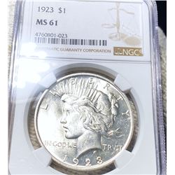 1923 Silver Peace Dollar NGC - MS61
