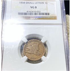 1858 "SML LETTERS" Flying Eagle Cent NGC - VG8