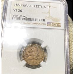 1858 "SML LETTERS" Flying Eagle Cent NGC - VF20