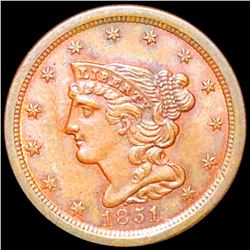 1851 Braided Hair Half Cent CLOSELY UNCIRCULATED