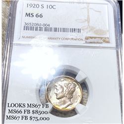 1920-S Mercury Silver Dime NGC - MS66