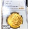 Image 1 : 1875 $20 Gold Double Eagle NGC - MS62+