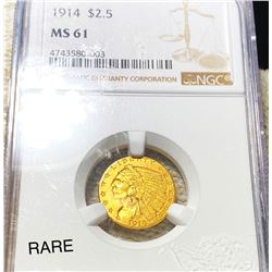 1914 $2.50 Gold Quarter Eagle NGC - MS61