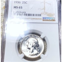 1936 Washington Silver Quarter NGC - MS65
