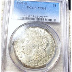 1921-S Morgan Silver Dollar PCGS - MS63