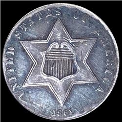 1861 Three Cent Silver CLOSELY UNCIRCULATED