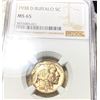 Image 1 : 1938-D Buffalo Head Nickel NGC - MS65