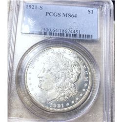 1921-S Morgan Silver Dollar PCGS - MS64