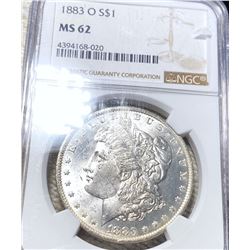 1883-O Morgan Silver Dollar NGC - MS62