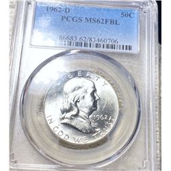 1962-D Franklin Half Dollar PCGS - MS 62 FBL