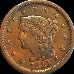 1844 Braided Hair Large Cent LIGHTLY CIRCULATED
