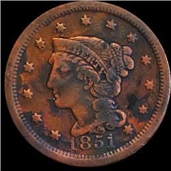 1851 Braided Hair Large Cent LIGHTLY CIRCULATED