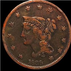 1839 Braided Hair Large Cent LIGHTLY CIRCULATED