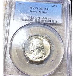 1934 Washington Quarter PCGS - MS64 "Heavy Motto"
