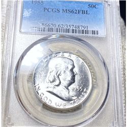 1955 Franklin Half Dollar PCGS - MS 62 FBL