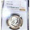 Image 1 : 1955 Franklin Half Dollar NGC - MS 64 FBL