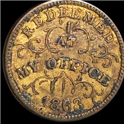 1863 "Redeemed At My Office" Civil War Token