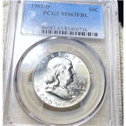 1962-D Franklin Half Dollar PCGS - MS 63 FBL