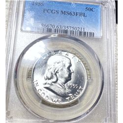 1955 Franklin Half Dollar PCGS - MS 63 FBL