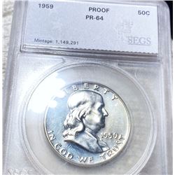 1959 Franklin Half Dollar SEGS - PR64