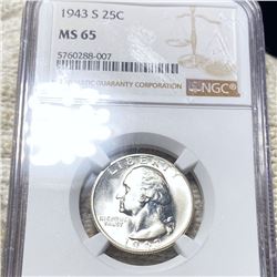 1943-S Washington Quarter NGC - MS65