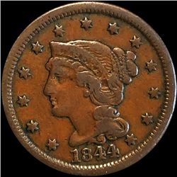1844 Braided Hair Large Cent LIGHTLY CIRCULATED