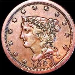 1853 Braided Hair Half Cent NEARLY UNCIRCULATED