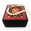 Image 4 : Asian White Jade Necklace 14k Gold Plated Clasp With Chinese Window Shade Box