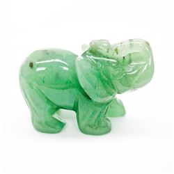 Asian Hand Carved Green Jade Elephant Figure