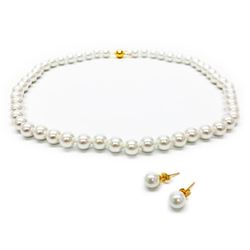 Elegant Matching Pearl Necklace And Earrings