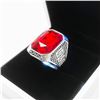 Image 2 : Miao Silver Ring With Red Semi Precious Stone