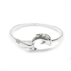 Ladies 925 Sterling Silver Dolphin Bangle