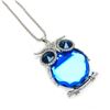 Image 1 : Semi-Precious Blue Stone Owl Pendant Cuban Chain