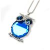 Image 3 : Semi-Precious Blue Stone Owl Pendant Cuban Chain