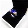 Image 3 : Ladies 6K Tanzanite Stone Ring, Mounted On Gold Tone Band With Inset Semi-Precious Stones