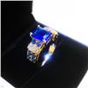 Image 4 : Ladies 6K Tanzanite Stone Ring, Mounted On Gold Tone Band With Inset Semi-Precious Stones
