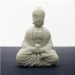 Asian Hand Carved White Jade Resting Buddha Figure