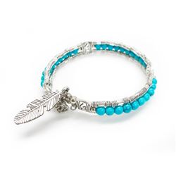 Ladies Semi-Precious Turquoise Bead Tibetan Silver Bracelet