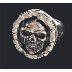 Mens Silver Tone Size 10 Skull Ring