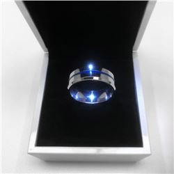 Men's Titanium Steel Silver Blue Engagement Ring