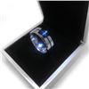 Image 2 : Men's Titanium Steel Silver Blue Engagement Ring
