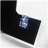 Image 3 : Men's Titanium Steel Silver Blue Engagement Ring