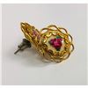 Image 3 : Ladies Hand Embroidered Floral Earrings Mounted In An 18K Gold Plated Encasement