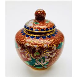 Asian Cloisonne & Enameled Floral Decorated Vessel With Lid