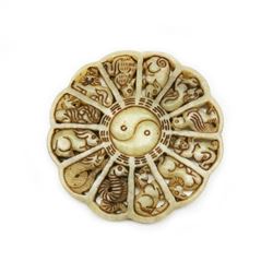 Chinese Natural White Jade 12 Zodiac Medallion