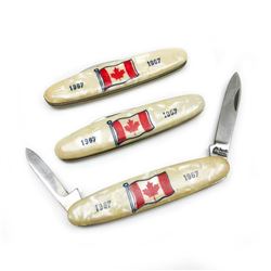 Lot Of 3 Canada Centennial Collector Knives 1967