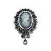 Image 1 : Elegant Silhouetted Gray Semi Precious Cameo Brooch